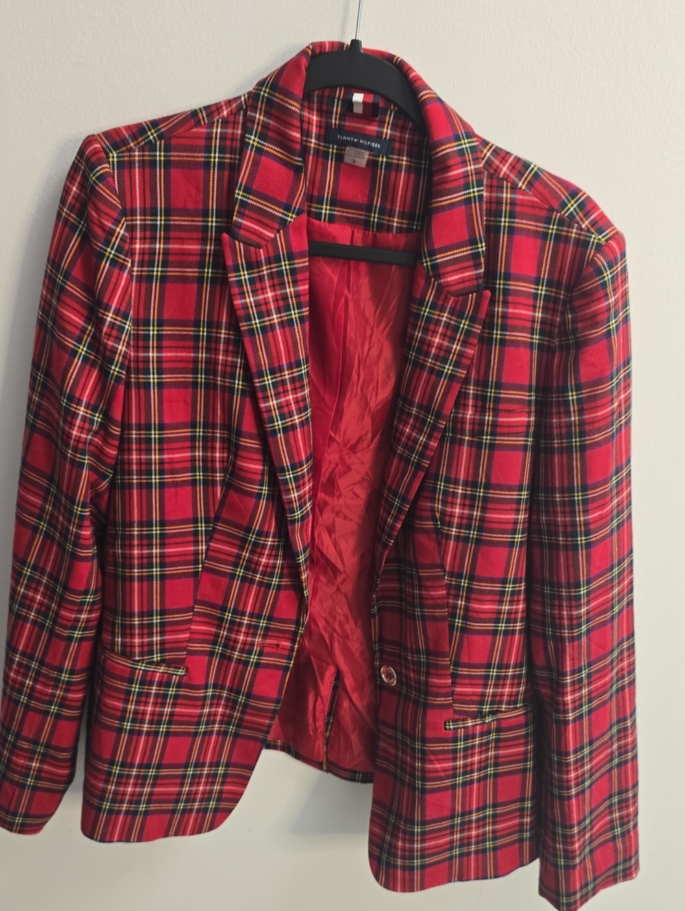 Tommy Hilfiger Red Tartan Plaid Blazer